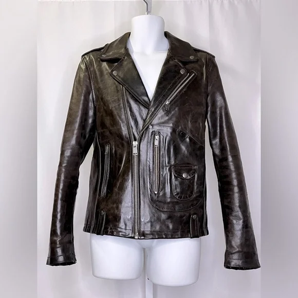 Premium Joe’s Jean Brand Brown Cow Leather Moto Jacket – Men’s Size Small - Picture 1 of 14